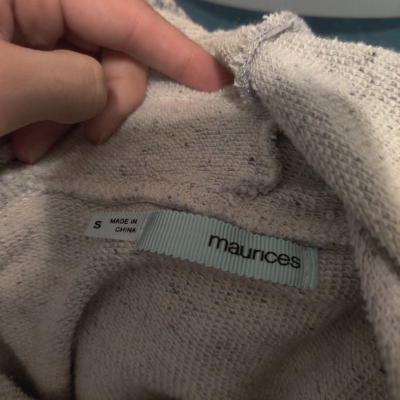 Grey and Cream Pull Over Hoodie - Picture 5 of 6